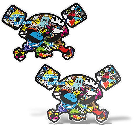 erreinge Sticker Bomb X2 Kolben Schädel Shaped Adhesive PVC für Abziehbild Tapete Auto Moto Helm Camper Laptop - 10 cm
