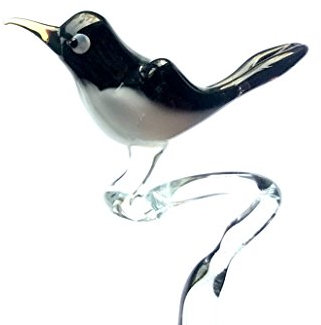 basticks Orchideenstab Elster - Rankhilfe Blütenstütze aus Glas Mit Figur - Vogel Deko Garten Blumen