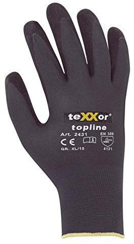 Texxor 2431 Montagehandschuh Nylon Strickhandschuhe Nitrilbeschichtung 12 Paar - Größe 11