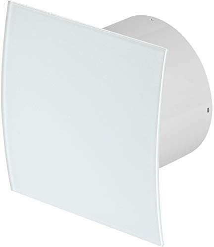 Bathroom Extractor Fan 100mm / 4 with Timer Hummidity Sensor Non Return Valve Modern Milk Square Glass Front Panel WEG100HZ