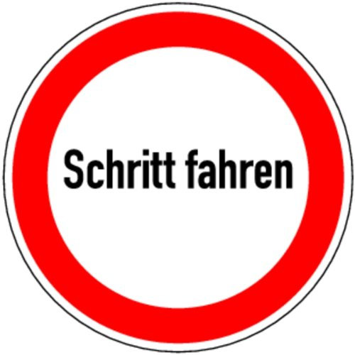 LEMAX® Verbotsschild, Schritt fahren - praxisbewährt Alu geprägt weiß Aufdruckfarbe: schwarz/rot, 300mm