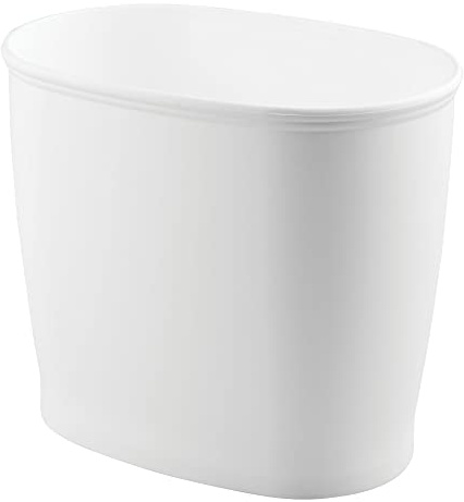 iDesign 93441EU Corbeille à Déchets Ovale Plastique Blanc 30,48 x 20,32 x 25,4 cm