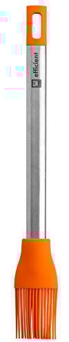 BRA Efficient Pincel de Cocina Apto para El Contacto con los Alimentos, Acero INOX, Nailon y Silicona, Naranja, 27.5 cm
