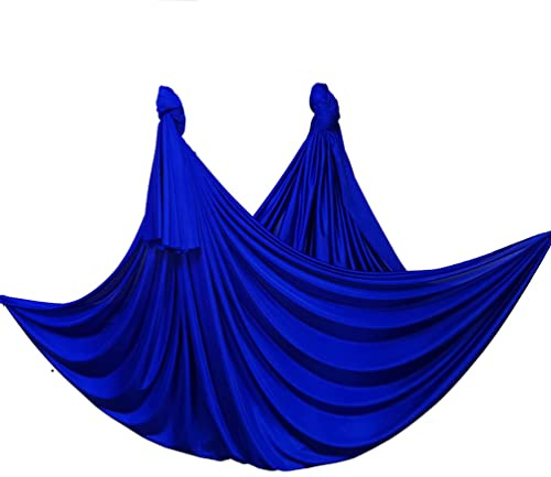 Wellsem Deluxe Yoga Swing - 5.5m x 3m Silk Fabric Hammock for Aerial Bodybuilding (Deep Blue)