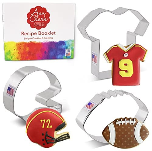 Ausstechformen von Ann Clark USA - 3-Teiliges Football Keksausstecher Set mit American Football, Trikot, Helm