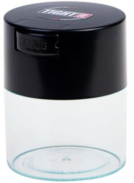 Tightvac - Recipiente de almacenamiento portátil hermético de 1/2 oz a 3 oz para productos secos, alimentos y hierbas - Tapa negra y cuerpo transparente