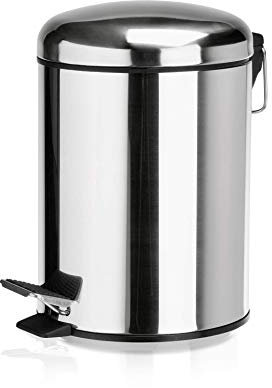 WAS 1121 030 Edelstahl Treteimer mit Fußpedal, 3 L, 17.0cm Durchmesser, 26.0cm Höhe