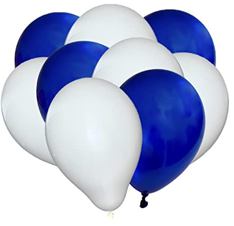 Sachsen Versand 50 blau weiße Luft-Ballons-Feier-Deco-Geburtstag-Fete-Helium-geeignet EU Ware