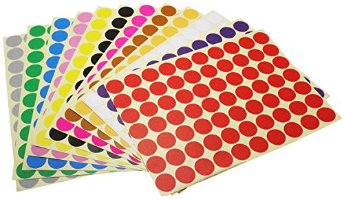 19mm Runde Dot Aufkleber Farbkodierung Etiketten, 12 verschiedene sortierte Farben Dot Labels, 12 Blätter