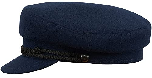 Sterkowski Maciejowka Model 3 Mütze | Wolle Schirmmütze für Männer und Frauen | Herren Wollmütze Elbsegler Schildmütze Fiddler Cap 57 cm Dunkelblau