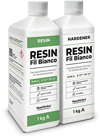 Resina Poliuretanica Bianca 1:1 FIL BIANCO, Indurimento Rapido, Finitura Perfetta,Ideale Per Creazioni In Resina, Decorazioni, Bijoux E Progetti DIY (2 kg)