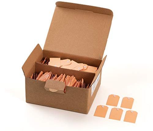 HERMA 6012 Anhängezettel mini, 1000 Stück, 35 x 60 mm, Geschenkanhänger zum Beschriften, Hängeetiketten aus Karton, blanko Papieranhänger Etiketten Anhänger mit Öse, braun