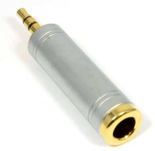 kenable 6.35mm Stereo Socket to 3.5mm Stereo Male Jack Pearl Chrome Adapter