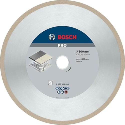 Bosch 1x PRO Ceramic Diamanttrennscheiben für 25,4‑mm-Bohrung und Fliesenschneider (für Fliesen, Harte Fliesen, Ø 300 mm, Professional Zubehör Tischkreissäge)