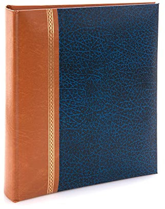 Kenro Grace Classic Photo Album for 100 Photos 7x5 / 15x18cm - Navy Blue Faux Leather Slip-In Pages & Memo Space. Premium Photo Album for All Occasions - KD109