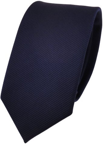 TigerTie - schmale Designer Krawatte in blau dunkelblau marine einfarbig Uni Rips gemustert