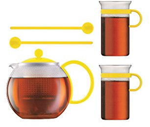 Bodum ASSAM SET Teebereiter Gelb mit 2 Gläser und Löffel AK1844-XY-70-4