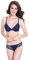 Nature Women's Solid Lace Push up Bra Set - (Navy Blue 38C)