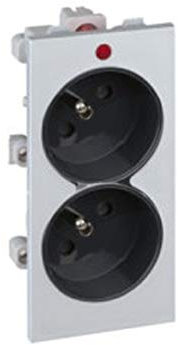 Simon S2/14 - Base Doble Francesa Cima Emborn Tornillo C/Obturador De Protección Y Piloto Ind