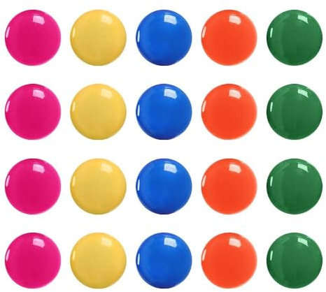 Meetory Whiteboard Magnets, 20X 30 Mm Small Fridge Magnets Strong, Mini Magnetic Counters Magnets Dots, White Board Button Magnets For Whiteboard Notice Board Refrigerator, Five Assorted Colors Random