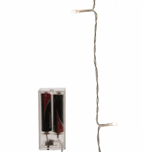 Kaemingk Batterie LED Beleuchtung Innen, 275 cm, 20 Lichter, tranpsparentes Kabel, warmweiße Dioden 482314