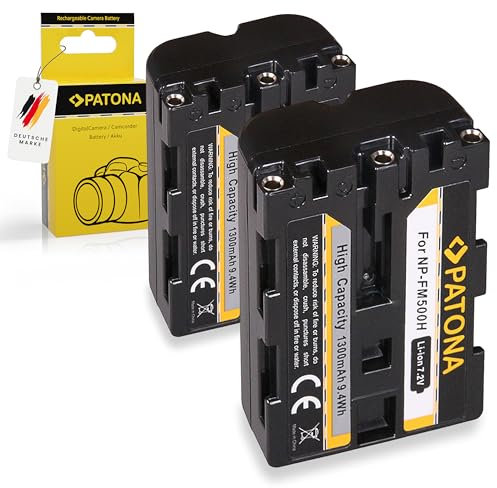 PATONA 2X NP-FM500H Batterie 1300mAh Compatible avec Sony Alpha DSLR A100 A200 A300 A350 A450 A500 A550 A560 A580 A700 A850 A900 SLT A57 A58 A65 A68 A77 A99 A 57 58 65 68 77 99 NPFM500H NP FM500H