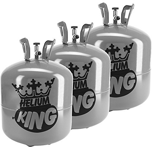 Helium King 3 x Disposable Helium Gas Canister - Fills 150 x 9 Inch Latex Balloons or 54 Foil Balloons - Helium Balloon Gas UK Filled Helium Cylinder for Parties - 3 Canisters in Total