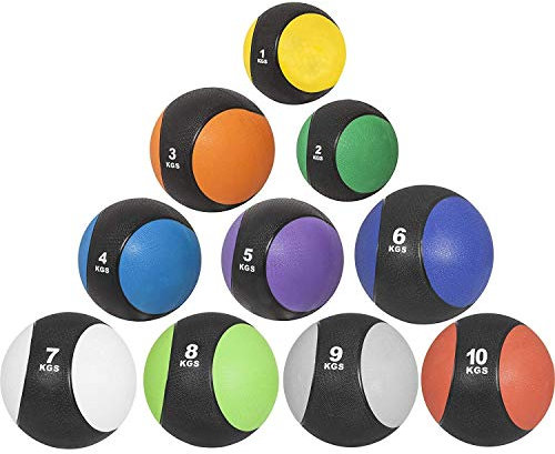 GORILLA SPORTS® Medizinball - Einzeln/Set, 1kg, 2kg, 3kg, 4kg, 5kg, 6kg, 7kg, 8kg, 9kg, 10kg Gewichte, mit griffiger Oberfläche, aus Gummi, Farbwahl - Slam Ball, Gewichtsball, Trainingsball, Slamball