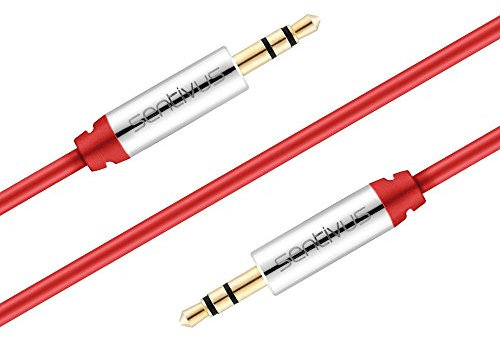 Sentivus au005 – 300 Premium Cable de audio jack (Clavija A Clavija de 3,5 mm), contactos dorados, 3 m, color rojo