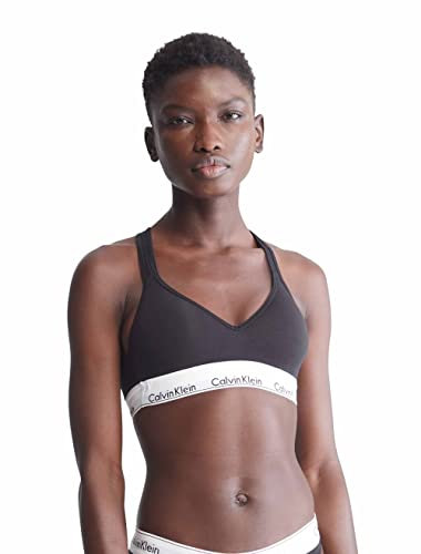 Calvin Klein Women's Modern Cotton Lightly Lined Wireless Non-paded Bralette, Black, Large