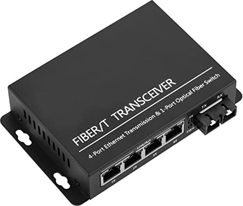 BeMatik - Glasfaser Konverter Glasfaser 100Mbps Monomode 4 RJ45 SC 1310nm Duplex 40km
