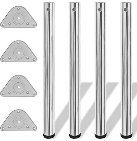 vidaXL 4X Pied de Table Réglable en Hauteur 710 mm Chromé Pied de Meuble Socle