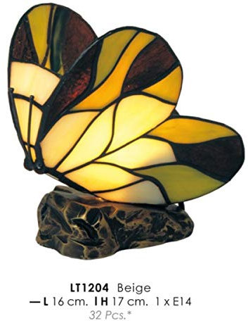 Casa Padrino Tiffany Decoleuchte Durchmesser 16cm, Höhe 17cm LT1204 Schmetterling Beige Lampe Leuchte