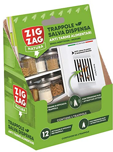 Zig Zag, Il Salvadispensa, Trappola adesiva preincollata con feromoni per attrarre le farfalline del Cibo, senza insetticida, confezione da 2 trappole