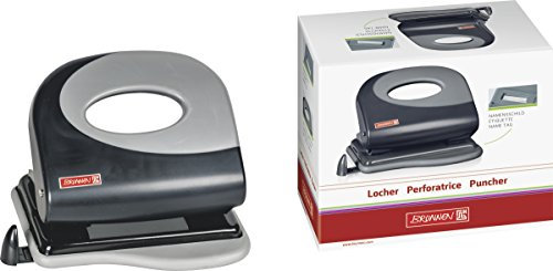 Brunnen 102062790 Locher Colour Code (ausziehbare Anschlagschiene, zum Lochen von bis zu 20 Blatt) schwarz / onyx