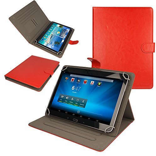 TECHGEAR [Stellar (10) Universal Hülle passend für TCL Tab 10 4G, TCL Tab 10L, TCL Tab 10s 5G, TCL 10 Tab Max & Blackview 10 Zoll Tablets - Schutzhülle mit Standfunktion und Magnetverschluss (Rot)