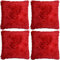 Adore 4X Housses de Coussin à Poil Super Doux, Fausse Fourrure 43x43 cm - Rouge