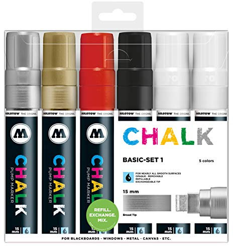 Molotow Kreidemarker Chalk Basic Set 1 - 15 mm, 6 Stück farblich sortiert