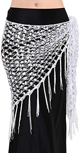 BellyLady Bauchtanztuch, ägyptisches Dreieckstuch, Geschenkidee zu Halloween Gr. Einheitsgröße, weiß