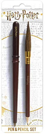 HARRY POTTER Stift und Bleistift Set (Zauberstab und Besen Design) Kugeschreiber, Stifte-Set Geschenke für Frauen und Männer - Offizielles Lizenzprodukt