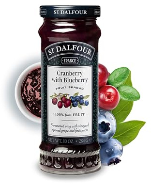 St. Dalfour, Cranberry, Deluxe Cranberry with Blueberry Fruit Spread, 10 oz (284 g)