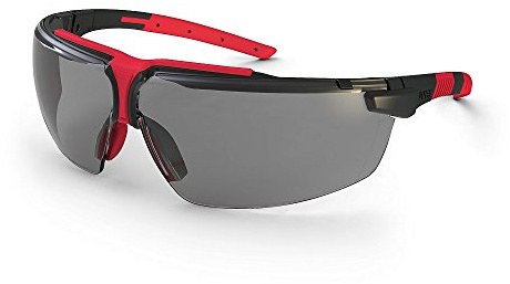 Uvex 9190286 Safety Glasses, i-3, 23%, Graphite/Red, Grey