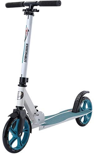 STAR SCOOTER Aluminium Kick Scooter Kinder Tret Roller für Jungen und Mädchen ab 7 Jahre | Big 205mm Wheel mit Wave Trittbrett auch für Erwachsene | Weiß