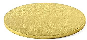 Decora 0931705 Sottotorta Tondo Ø 34 X H 1,2 CM, Cartone, Oro