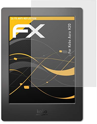 atFoliX Protecteur d'écran compatible avec Kobo Aura H2O Film Protection d'écran, antiréfléchissant et absorbant les chocs FX Film Protecteur (2X)