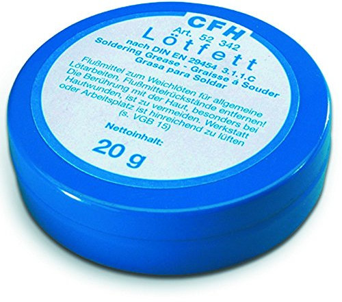 CFH Lötfett FM 342 - Flussmittel zum Weichlöten von Kupfer & Kupferlegierungen, für Kupferrohrinstallation, Klempnerarbeiten & Kühlerbau, pastös, auf Zink- & Ammoniumchloridbasis, 20 g Dose