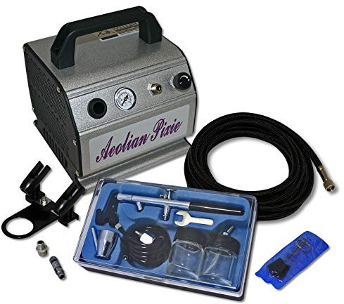 Wiltec Kit Airbrush avec compresseur AS 176 – 20-23 l/Min – avec Pistolet aérographe 128, Godets 22 ML & Accessoires – pour débutants et professionels – Aérographie, Tatouage, Nail Art, Peinture