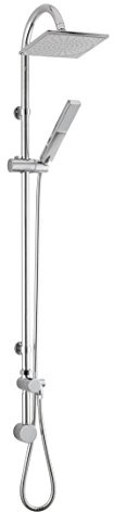 Hudson Reed A3116 Worth ǀ Modern Bathroom Shower Kit with Concealed Outlet Elbow, Square Head and Handset and Diverter, 1203mm x 200mm, Chrome