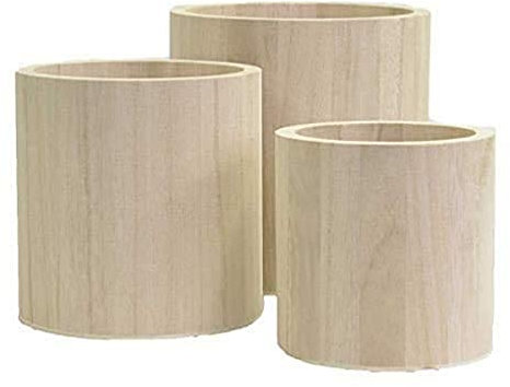Artemio 14001928 Vases Ronds à Décorer en Bois, Beige, 13 x 13 x 13 cm