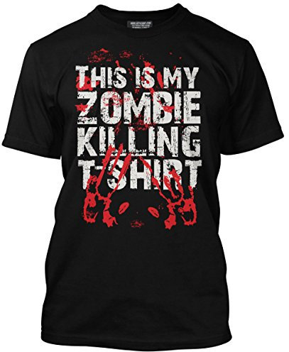 This is My Zombie Killing T-Shirt Bloody Handprint Mens Unisex Tshirt Zombie Day Tee Halloween Apocalypse - 3XL Black
